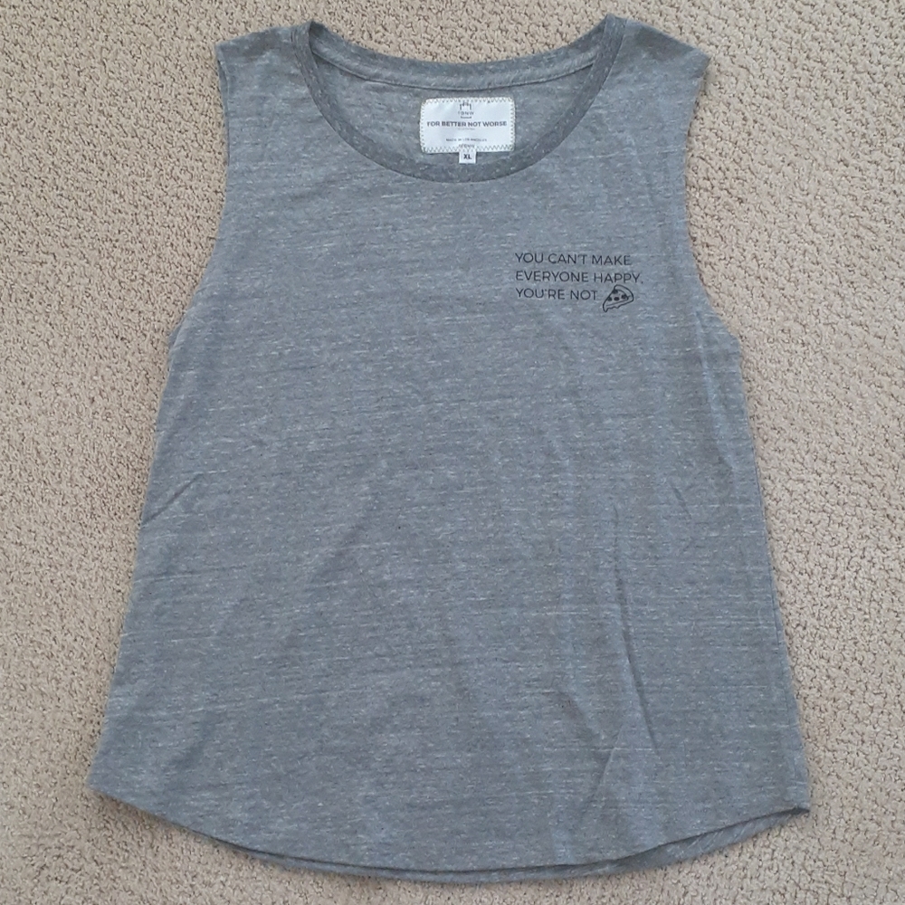 Graphic Grey Muscle Tank top (pizza!)